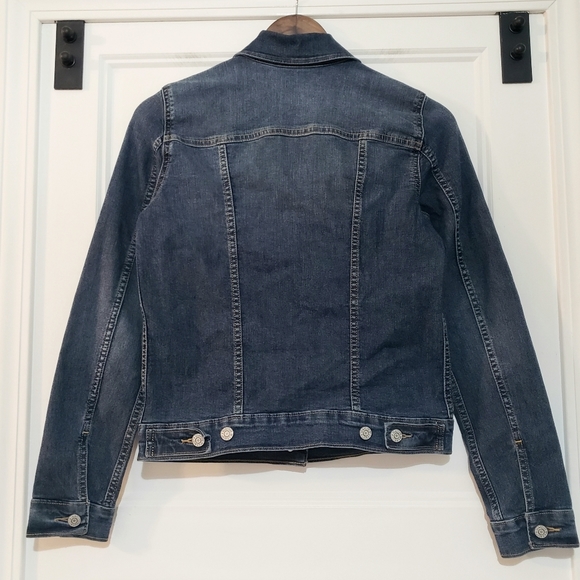 Levis Denim Stretch Jean Jacket Womens S Rainbow Heart Patch Medium Wash Classic - Picture 3 of 9